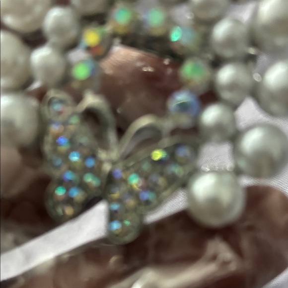 Silver and White Butterfly Brooch - Picture 3 of 4